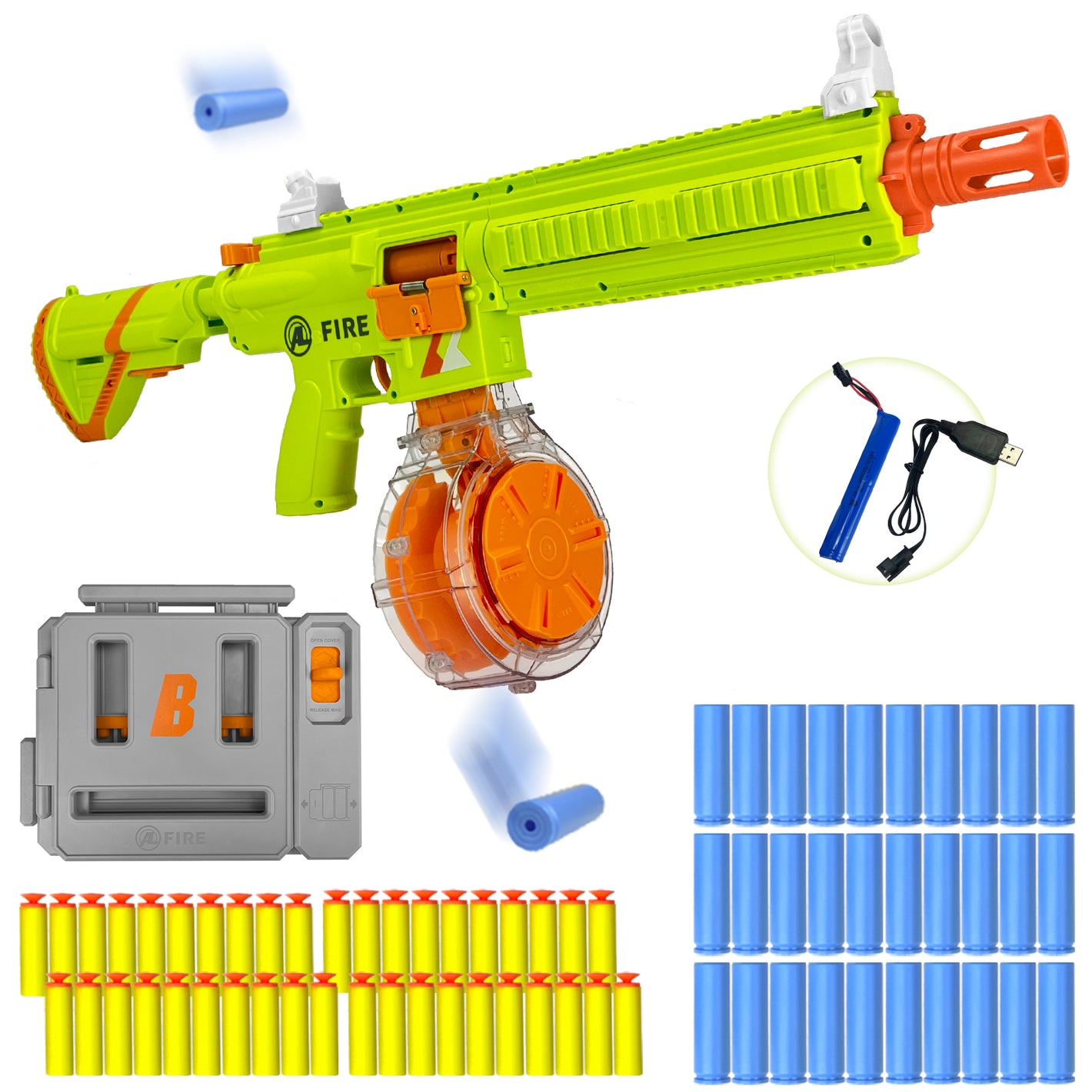 Semi-Automatic Toy Gun with Rechargeable Battery, 22-Round Magazine, and Shell Ejection Feature