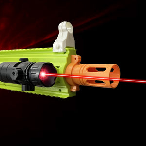 Spielzeugwaffenzubehör mit Schienen, Zubehörsammlung. Infrarotlaser, taktische Spielzeugtaschenlampe, Zielfernrohr.
