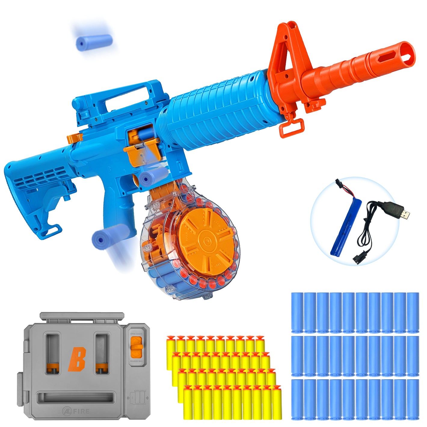 Semi-Automatic Toy Gun with Rechargeable Battery, 22-Round Magazine, Shell Ejection Feature, Quick Loader, and High-Speed Accuracy