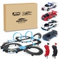 AGM MASTECH Slot Car Race Track Sets with 4 High-Speed Slot Cars, Battery or Electric Car Track, Dual Racing Game Lap Counter Circular Overpass Track,Double-decker figure-8 corner track.