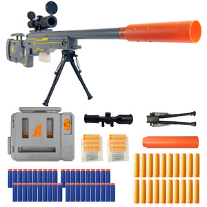 AGM MASTECH Soft Bullet Toy Gun Sniper Rifle with Scope Realistic Barrel Shell ejecting Foam Blaster Gun Dart Pellet Prop Backyard  Outdoor Shooting Game for Boys Teens Adults Gifts Age 8-12 14 Years Old
