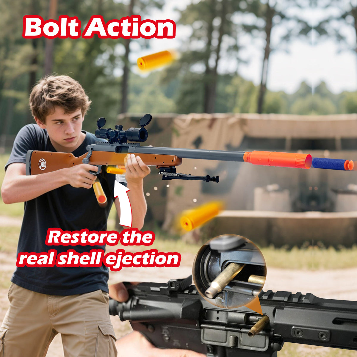 Realistic Riffle Toy M24 Tactical Sniper Rifle Toy – Realistic Foam Dart Blaster for Backya