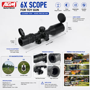 6X Tactical Scope for Blasters – Rail-Mount Precision Sight Accessory