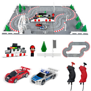 Slot Cars Rennstrecken-Sets, mit 2 Strecken, 2 Controllern, 2 Autos, einstellbare Geschwindigkeit, Block Building Slot Car Race Set, Weihnachtsgeschenk, Spielzeuggeschenke - 04