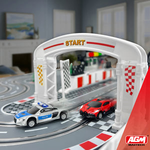 Slot Cars Rennstrecken-Sets, mit 2 Strecken, 2 Controllern, 2 Autos, einstellbare Geschwindigkeit, Block Building Slot Car Race Set, Weihnachtsgeschenk, Spielzeuggeschenke - 04