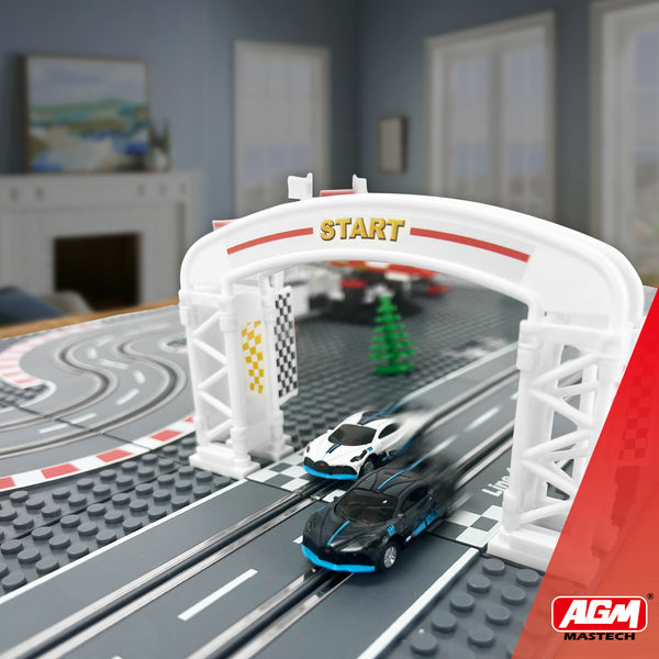Slot Cars Race Track Sets, with 2 tracks 2 controllers 2 cars, Adjustable Speed, Block Building Slot Car Race Set,Christmas present， Toys Gifts
